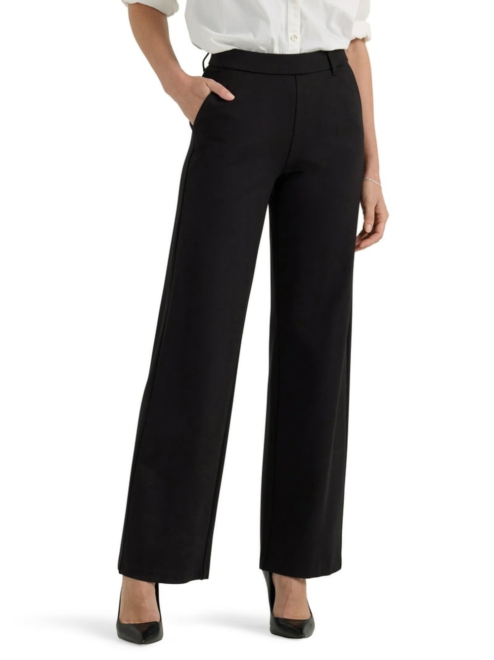 Lee Pants Sz 24W Ultra Lux Comfort Classic Black  Wide-Leg Closet Staple Ponte